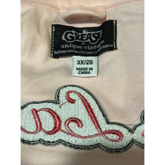 Unique Vintage Grease Pink Ladies Denim Embroidered Crop Jacket Coat 3X 20 NWOT - Picture 5 of 5